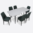 Rectangle Sintered Stone Dining Set DT001-007 + J-C8-6 (Glossy Surface)